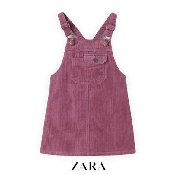 ZARA Kids | Pink | CORDUROY POCKET OVERALL DRESS - Picture 1 of 5